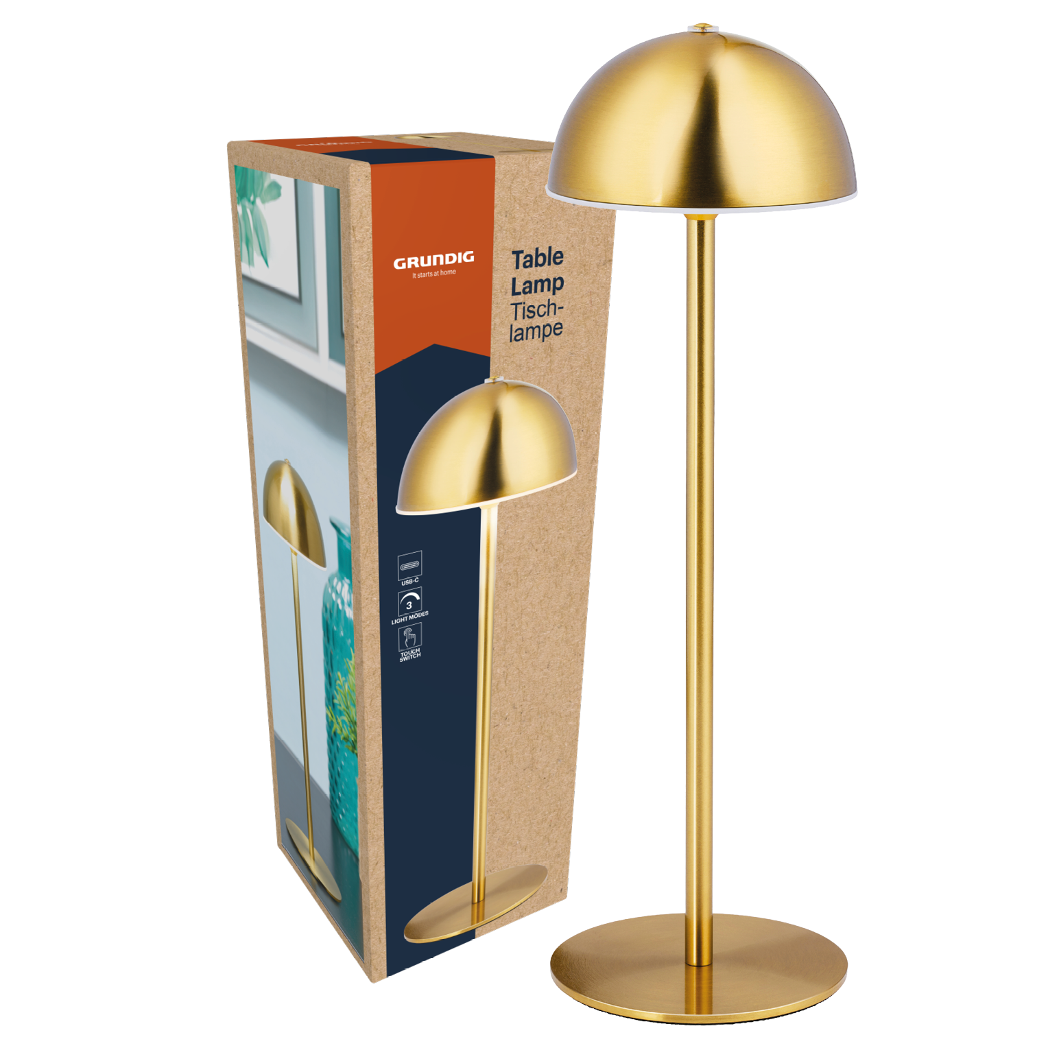 Grundig tafellamp goud