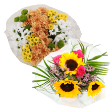 Chrysant boeket of boeket zonnebloemen