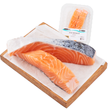 Zalmfilet op huid