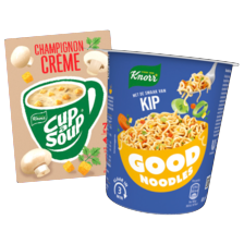 Alle cup-a-soup, good noodles, - pasta en - pot...